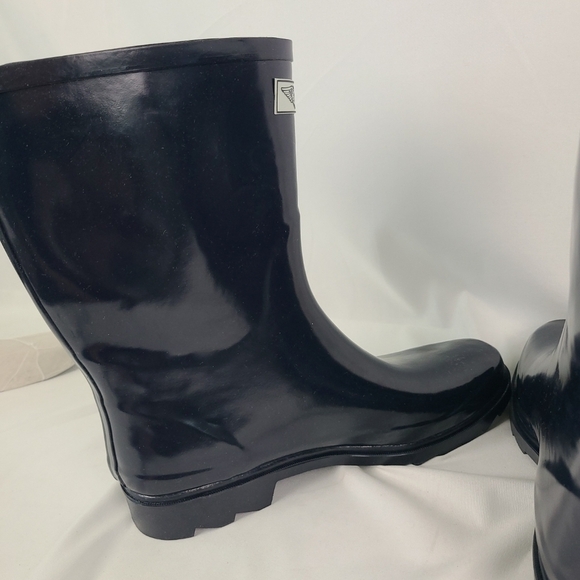 NEW Forever Young Women's Blue Rubber Rain Boots Mid-Calf 11" Pull-On Waterproof - Picture 7 of 9
